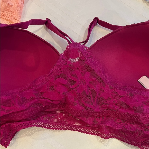 Victoria's Secret Lace Bralette Duo - Peach and Magenta - Size Large - Picture 7 of 11